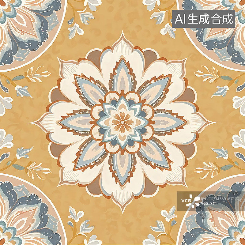 【AI数字艺术】民族风古典风格印花图案背景图图片素材