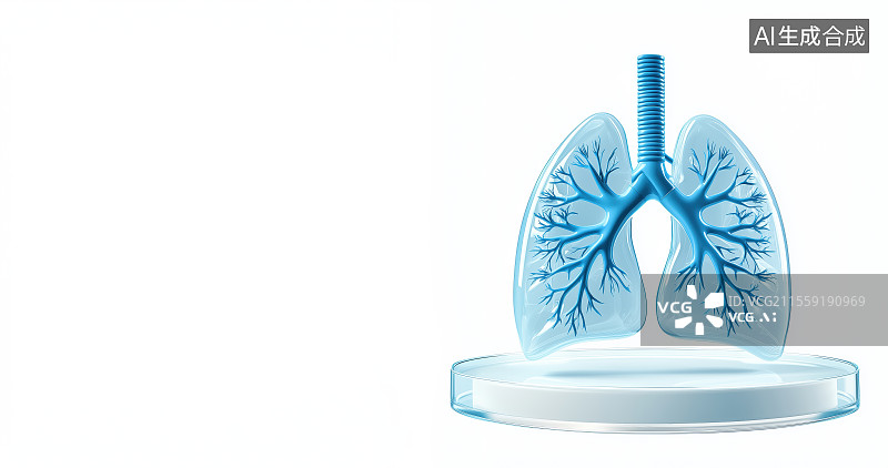 【AI数字艺术】3D立体卡通肺部模型展示图片素材