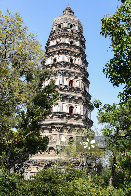春天的苏州云岩寺塔虎丘塔风光图片素材