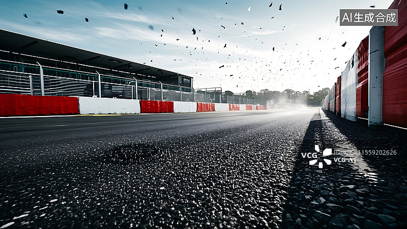 【AI数字艺术】一级方程式赛车场地赛道低视角特写图片素材