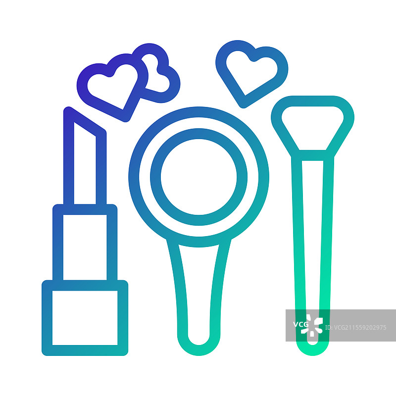 美容图标套装，包括口红和手镜图片素材