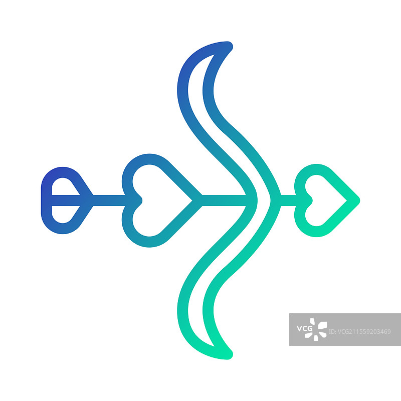 渐变的丘比特弓箭与心形图案图片素材