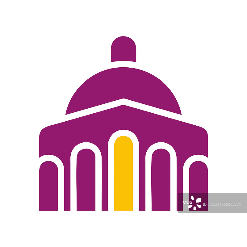带有黄色点缀的抽象紫色建筑图标图片素材