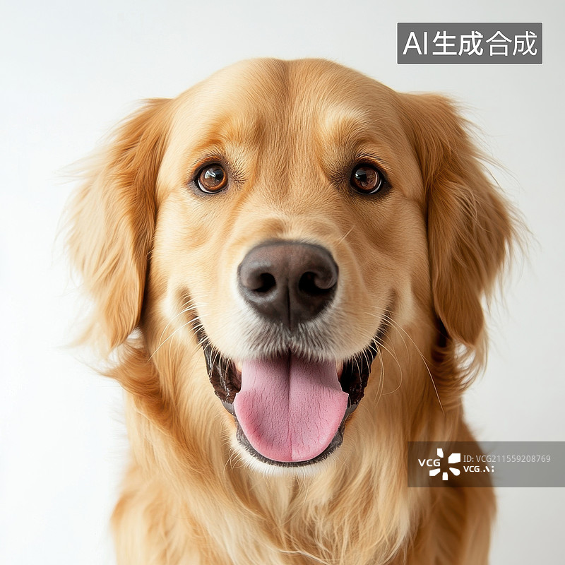 【AI数字艺术】高兴的金毛猎犬伸出舌头图片素材