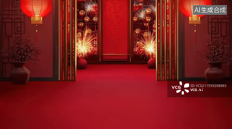 【AI数字艺术】中国风红色节日背景图片素材