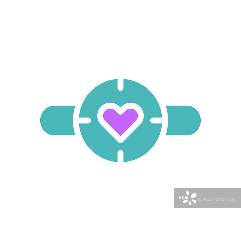 瞄准爱心的十字准星图标设计图片素材