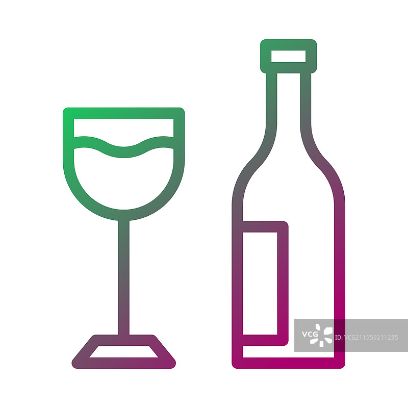 渐变色的酒瓶和酒杯图标图片素材