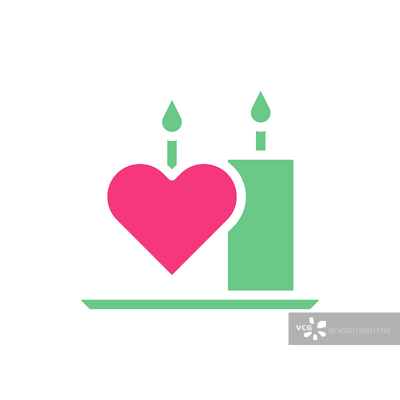带有心形装饰图标的浪漫蜡烛图片素材