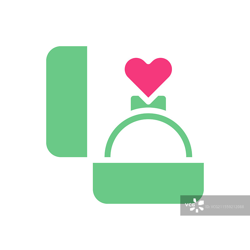 带心形的订婚戒指婚姻提议图标图片素材