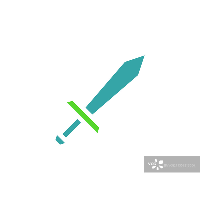 蓝绿色的极简主义剑图标图片素材