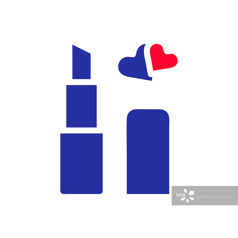 时尚的唇膏与心形图案，适用于美容品牌标志图片素材