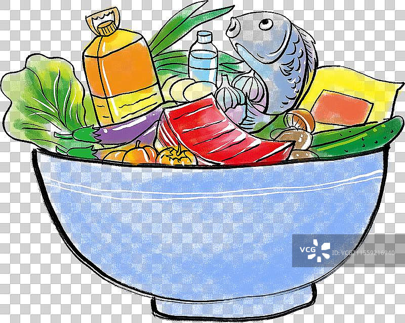 元素：一个装着蔬菜肉蛋奶的碗，食品安全素材图片素材