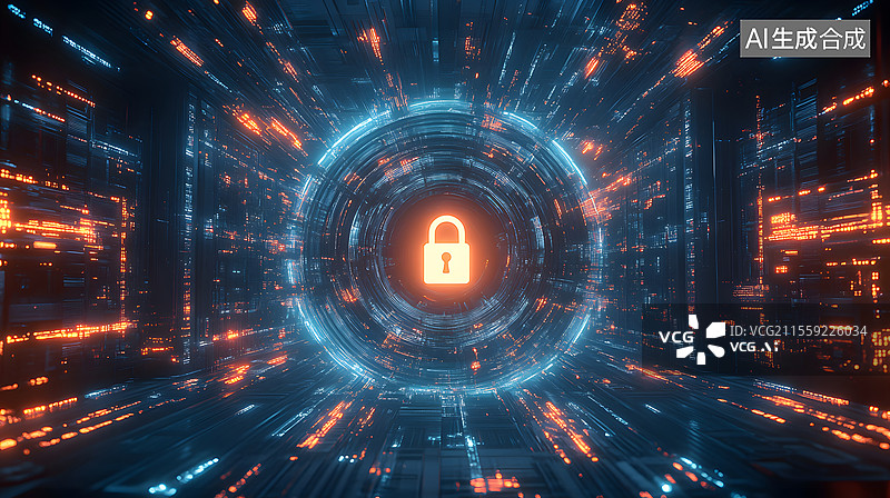 【AI数字艺术】网络安全防护密码锁头图片素材