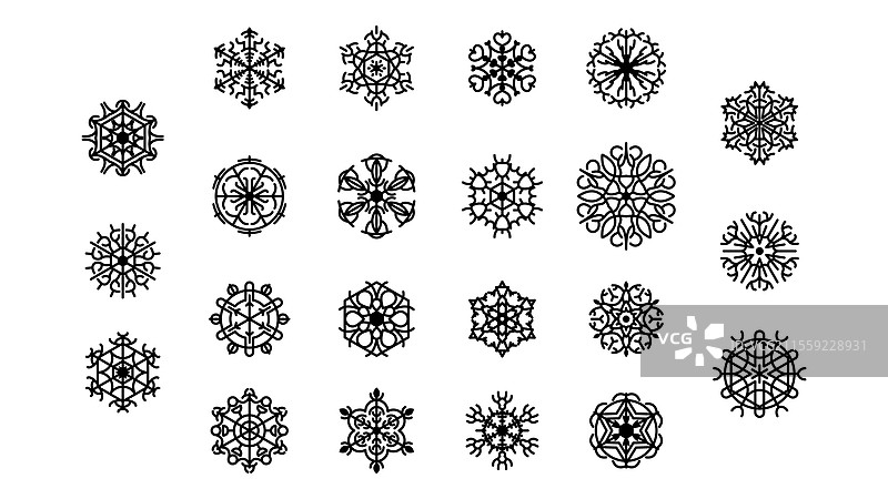 黑色系列线条雪花涂鸦冬季图片素材