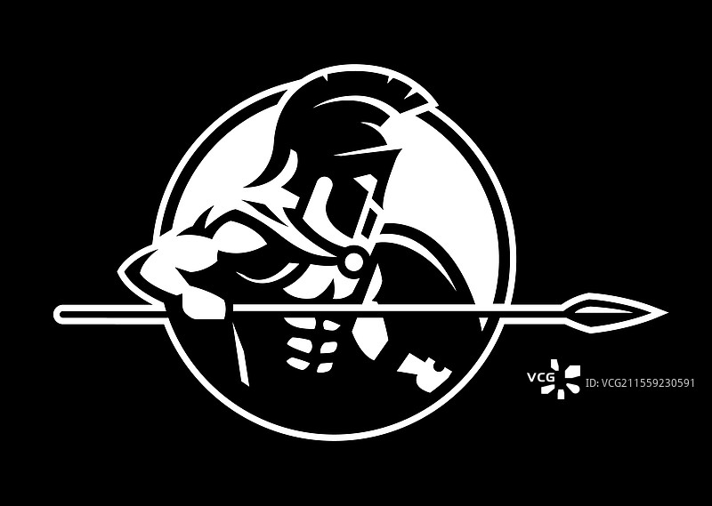 黑色背景上的斯巴达战士徽章标志图片素材