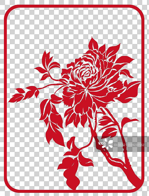 中国风新中式中华传统文化国潮国粹非物质文化遗产剪纸剪影牡丹花芍药花资讯插画图片素材