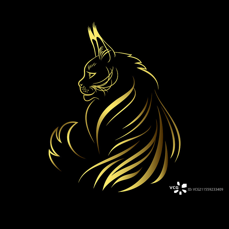 金色风格化的缅因猫图片素材