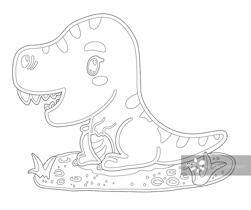 可爱的宝宝恐龙涂色书页图片素材