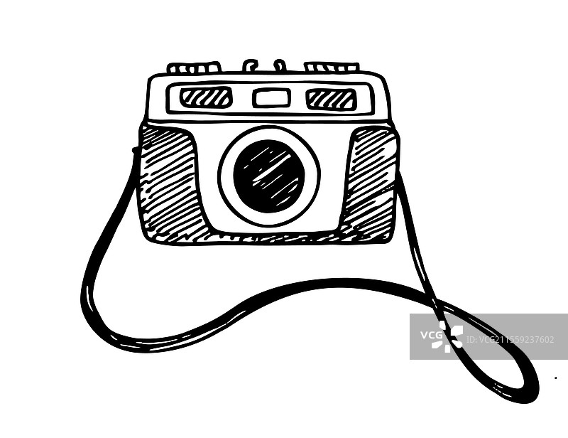 复古手绘的摄影师相机素描图片素材