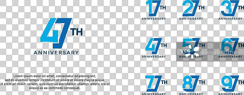 蓝色白底的周年纪念标志设计集图片素材