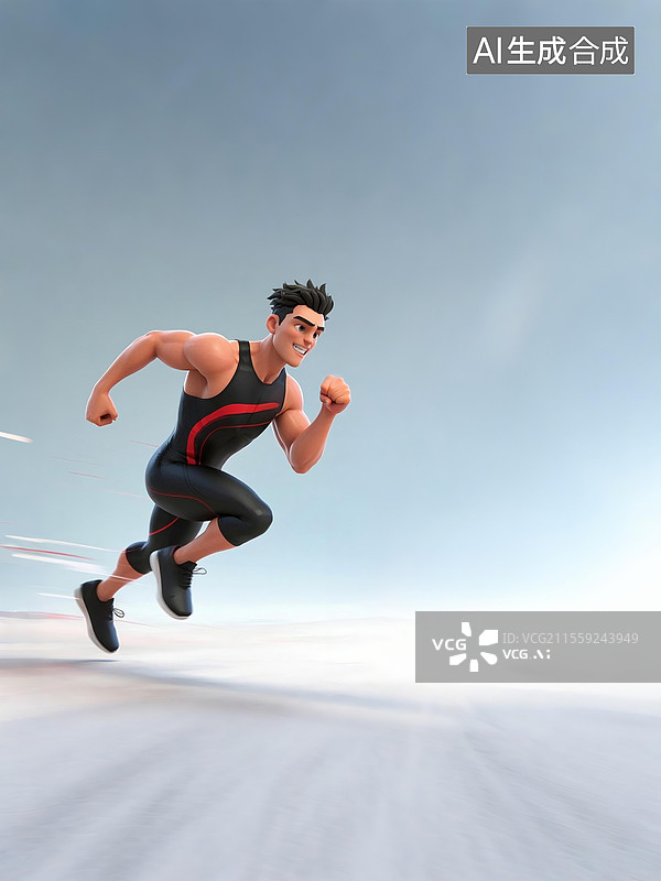 【AI数字艺术】动漫跑步运动员 3D 卡通田径 广告展板ppt元素素材图片素材