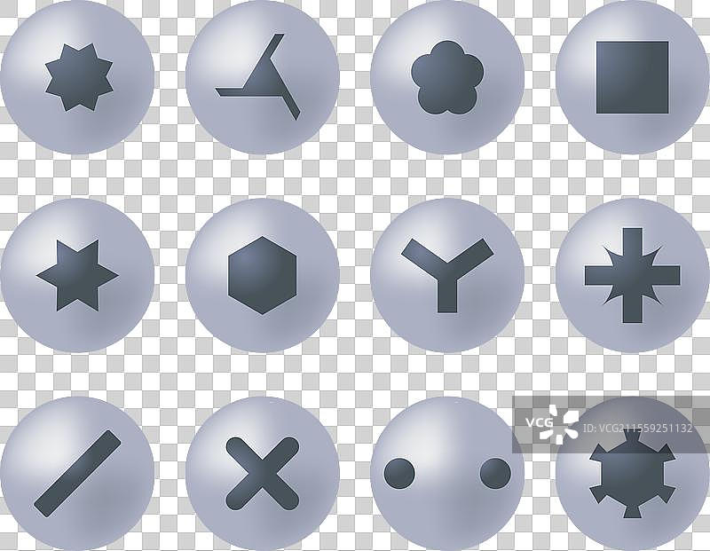 一组金属螺丝头不锈钢螺栓图片素材