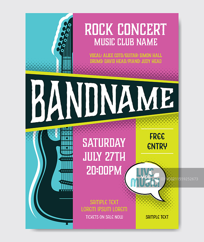 抽象音乐会海报与吉他图片素材