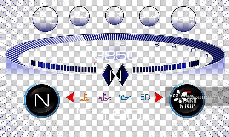 汽车仪表盘设计中的速度计速度图片素材