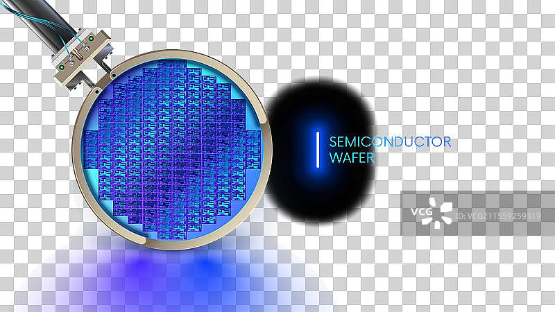 电子元件上的半导体或硅晶圆图片素材