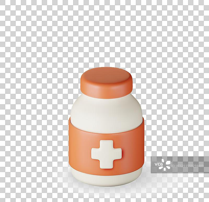 装满药丸的3D塑料瓶图片素材