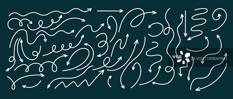 简单的白色线性方向箭头涂鸦图片素材