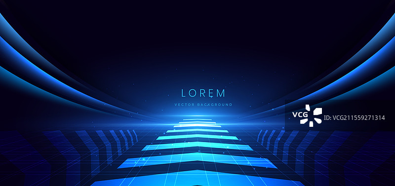 抽象的未来主义发光霓虹蓝色箭头图片素材