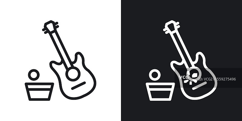 黑白线条风格的街头表演图标图片素材