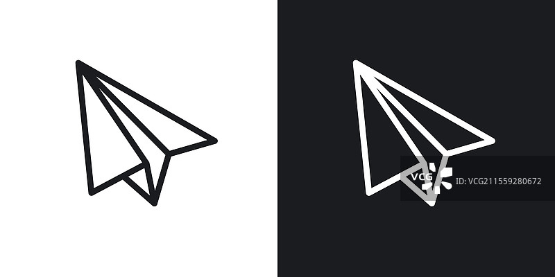 黑白线条的纸飞机图标图片素材