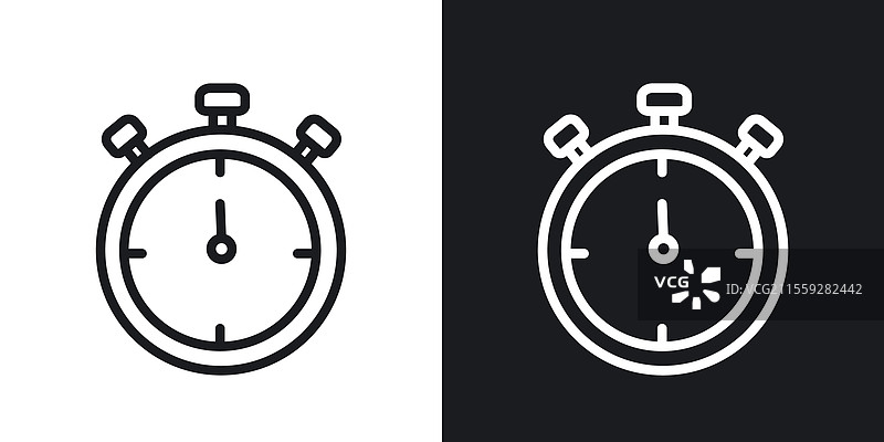 黑白线条风格的秒表图标图片素材