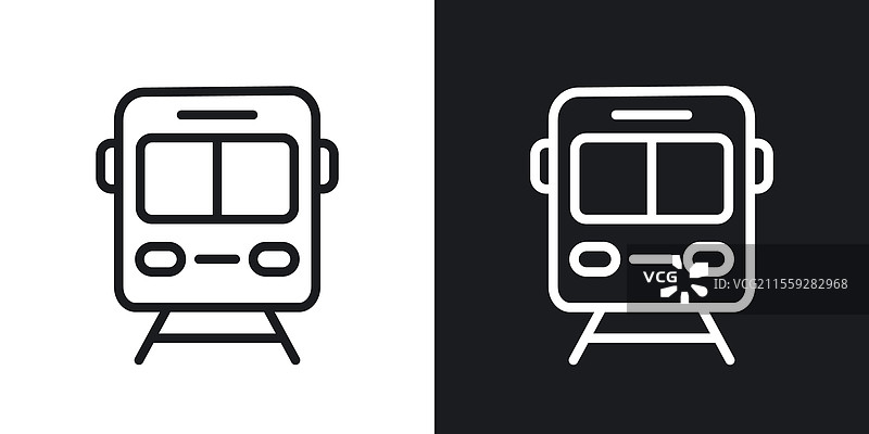 黑白线条风格的火车图标图片素材