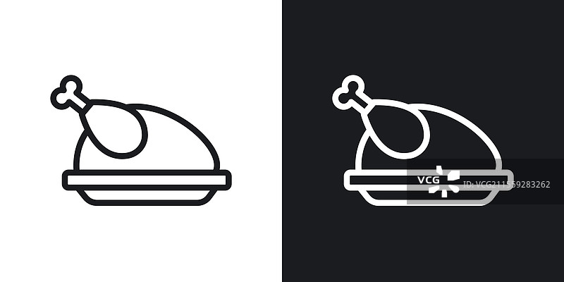 黑白线条风格的火鸡图标图片素材