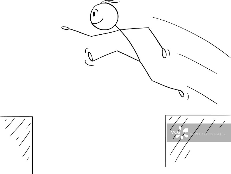 卡通人物跳过深渊的火柴人图片素材