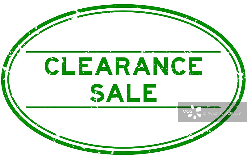 复古绿色清仓促销字样椭圆形橡胶印章图片素材