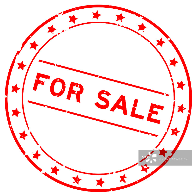 复古红色“出售”字样圆形橡胶印章图片素材