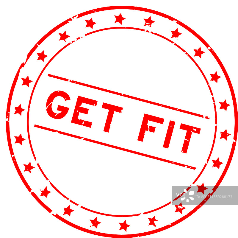 磨损的红色健身字样圆形橡胶印章图片素材