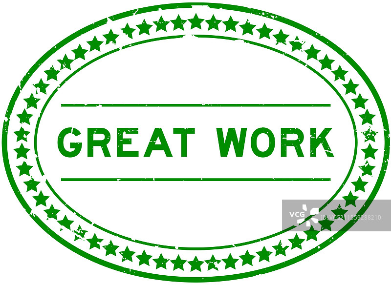 复古绿色优秀作品字样椭圆形橡胶印章图片素材