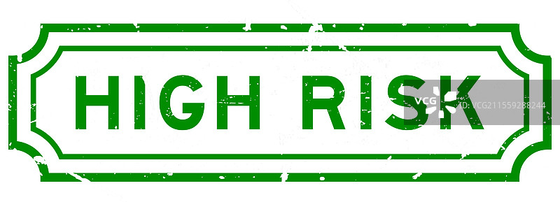 磨损的绿色高风险字样橡胶印章图片素材