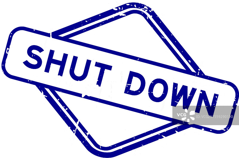 蓝色磨损的“关闭”字样橡胶印章图片素材