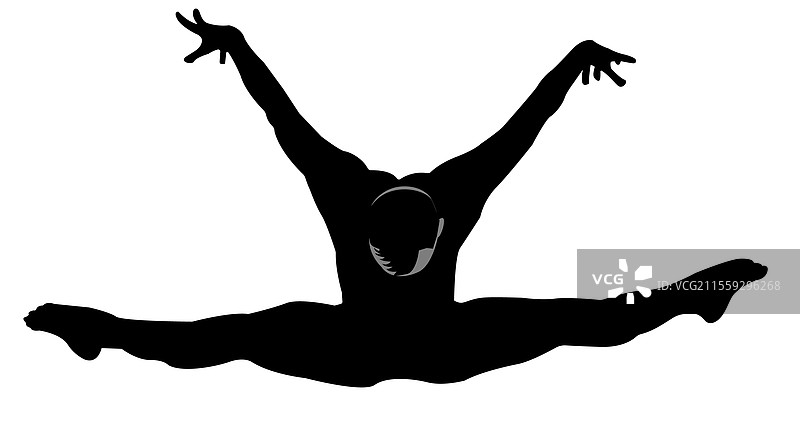 一个人在进行困难的杂技跳跃的剪影图片素材