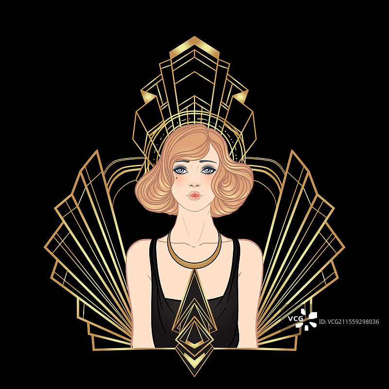 装饰艺术风格的复古邀请函模板设计图片素材