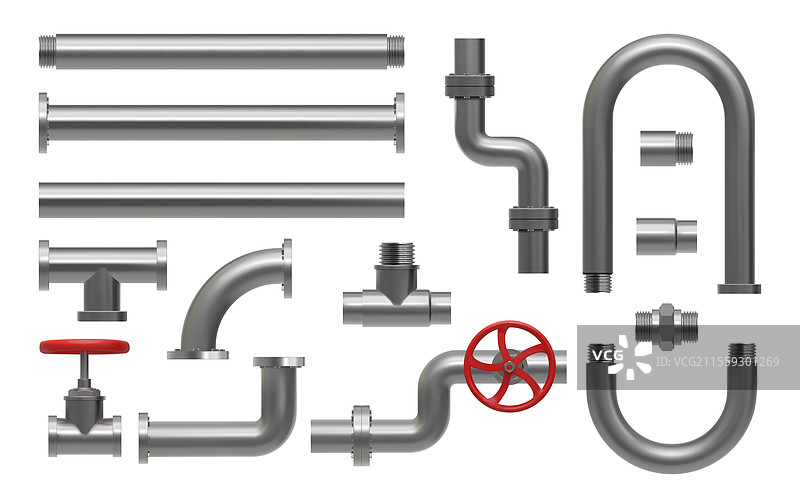 3D金属水管不锈钢管道图片素材
