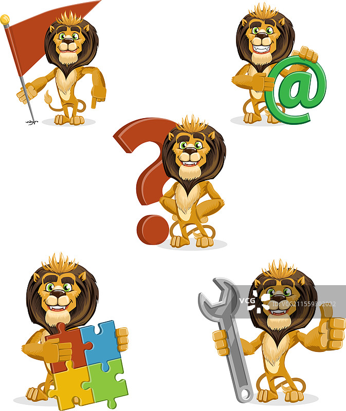 狮子吉祥物角色套装图片素材