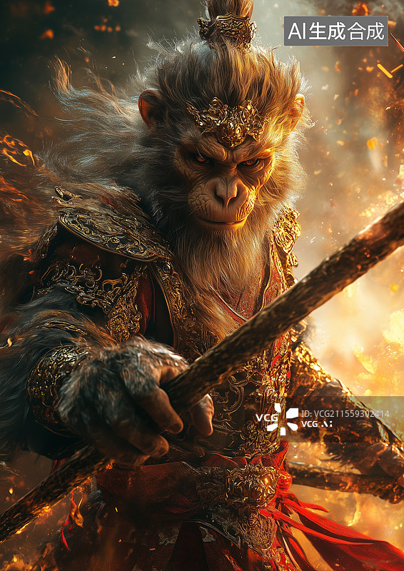 【AI数字艺术】国风3D卡通西游记孙悟空图片素材