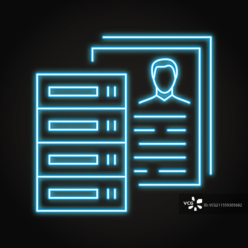 用户数据库霓虹线图标图片素材